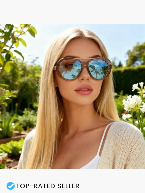 Vintage Oversized Sunglasses Retro Pilot Square UV Protection